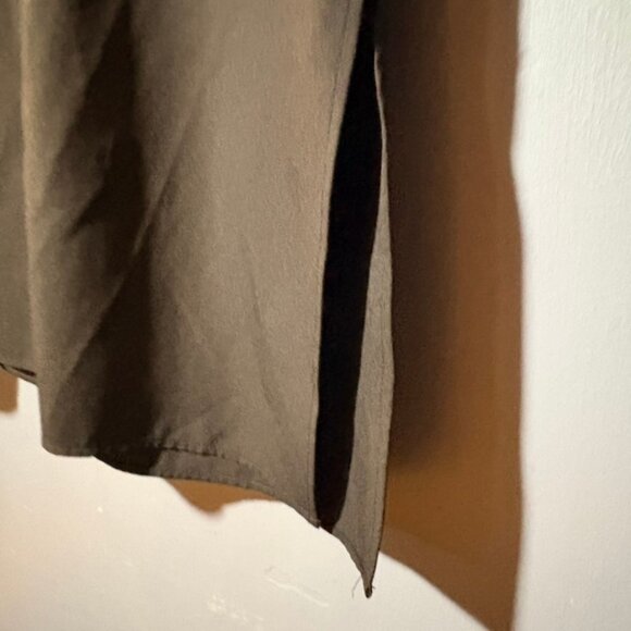 Catherine Malandrino Black Shirt Dress L Collared Button Front Roll Tab Sleeve - Picture 9 of 11